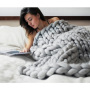 Throw Blankets for Couch Bed and Living Room - Fall Winter, Handmade Chunky Knit Blanket Wool Bulky Knitted Throw gift