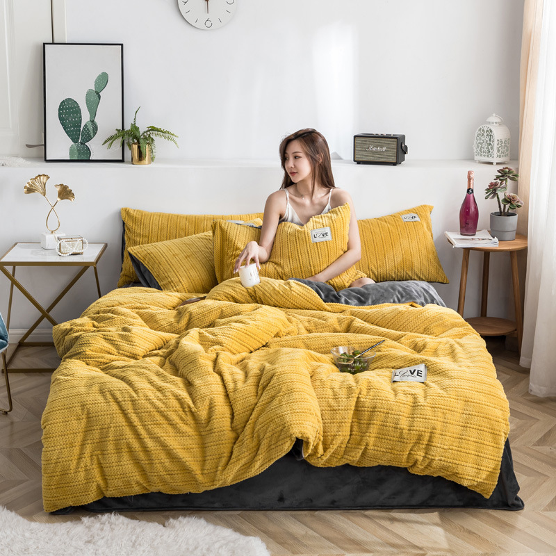 Cheap Solid Color Bedding Set, Stock Velvet Bedding Comforter Sets/
