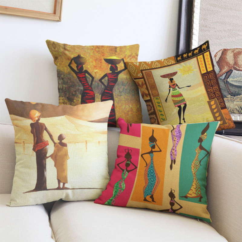 Afrian Woman Print Cushion Cover Fabric Cushion Covers, Decorative Cushions For Home Decor/