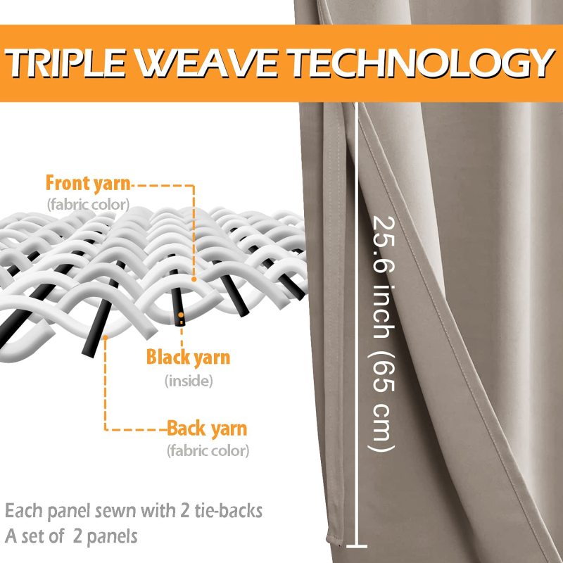 Amazon hot selling curtain textiles camel color blackout fabric 2 panel cloth blackout curtains fabric for living room