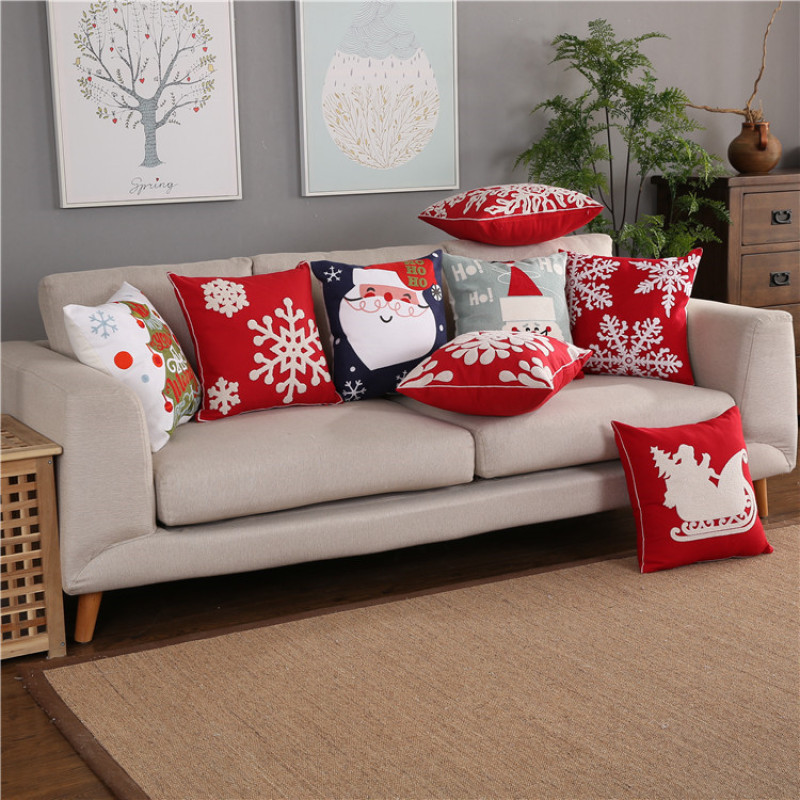 Amazon Hot Sale Embroidery Pillow, Soft Embroidery  Pillow  Christmas Cushion Cover/