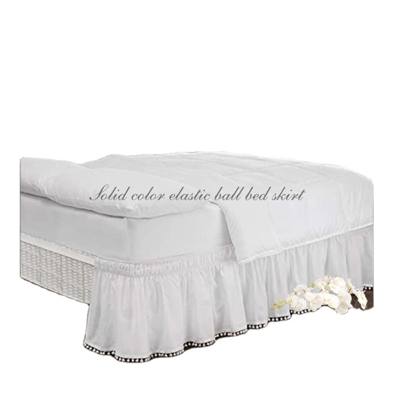 Foreign trade cross-border selling solid color elastic bed skirt ball ball,Processing custom solid color elastic bed skirt/