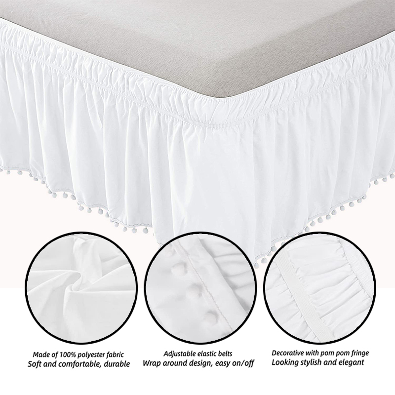 Foreign trade cross-border selling solid color elastic bed skirt ball ball,Processing custom solid color elastic bed skirt/