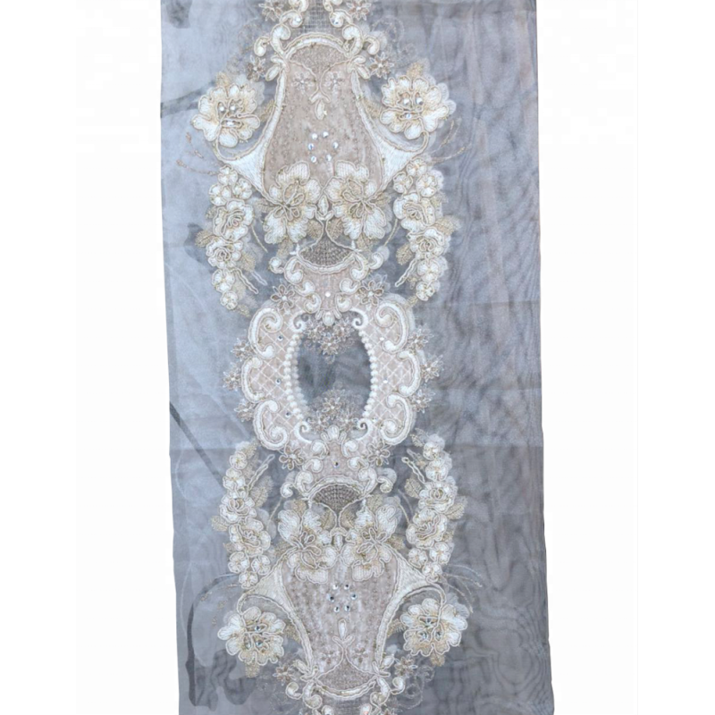 100% Polyester white embroidery ready made curtain for home interior decoration