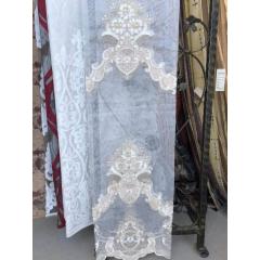 100% Polyester white embroidery ready made curtain for home interior decoration