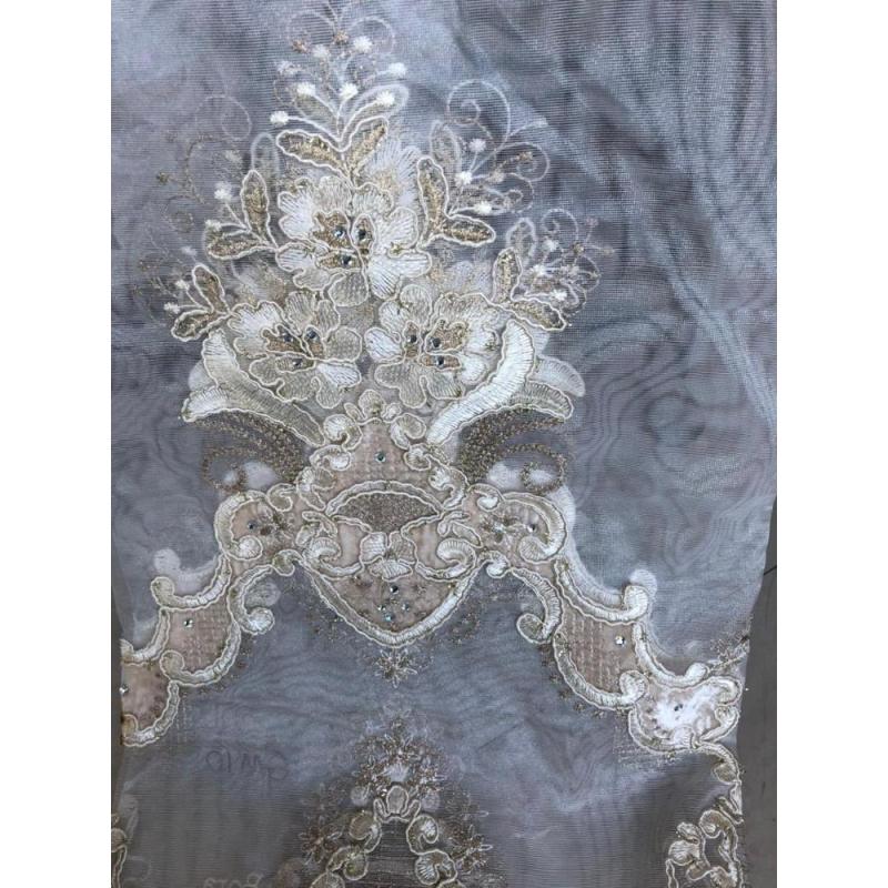 100% Polyester white embroidery ready made curtain for home interior decoration