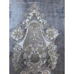100% Polyester white embroidery ready made curtain for home interior decoration