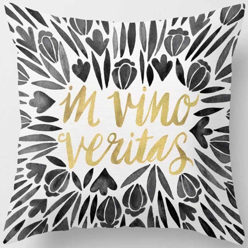 Black Abstract Dark Black Letter Pillowcase, Sofa Coffee Digital Printing Cushion Cover/