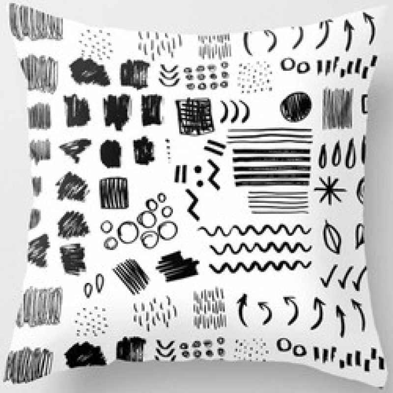 Black Abstract Dark Black Letter Pillowcase, Sofa Coffee Digital Printing Cushion Cover/