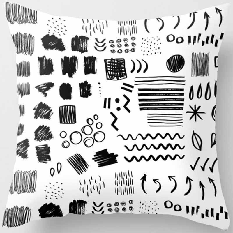 Black Abstract Dark Black Letter Pillowcase, Sofa Coffee Digital Printing Cushion Cover/