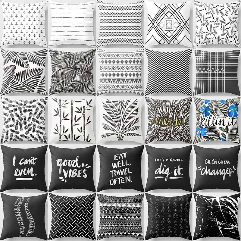 Black Abstract Dark Black Letter Pillowcase, Sofa Coffee Digital Printing Cushion Cover/