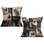 New Retro Style Cotton 2 Pieces Cushion Covers Decorative Home, Printing Sofa Cushion Cover Pack/