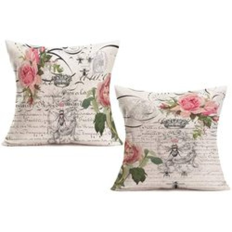 New Retro Style Cotton 2 Pieces Cushion Covers Decorative Home, Printing Sofa Cushion Cover Pack/