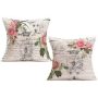 New Retro Style Cotton 2 Pieces Cushion Covers Decorative Home, Printing Sofa Cushion Cover Pack/