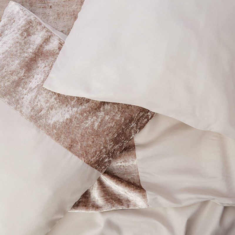Single/Double/King/Super King Crushed Velvet Panel Band Duvet Cover with Pillowcases Bedding Set