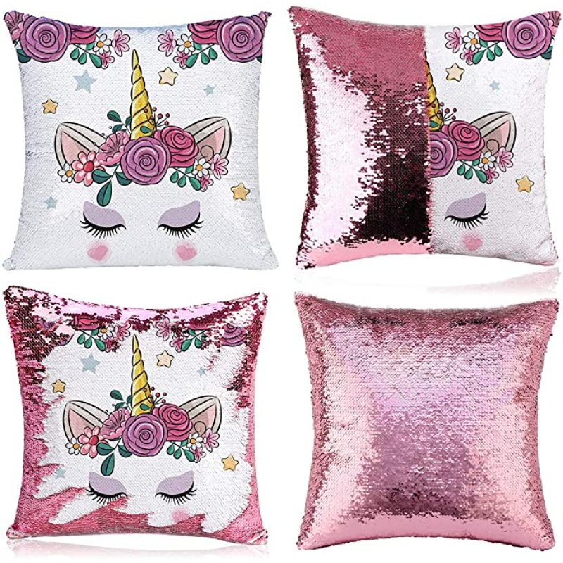 Unicorn Gifts Sequin Throw Pillow Covers Unicorn Room Decor for Girls Bedroom Birthday Decorations Pillow Cover