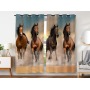 Blackout Curtains 2 Panels Grommet Curtains for Bedroom Funny Brown 4 Horse Animal,3D Curtain For Livingroom/