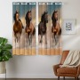 Blackout Curtains 2 Panels Grommet Curtains for Bedroom Funny Brown 4 Horse Animal,3D Curtain For Livingroom/