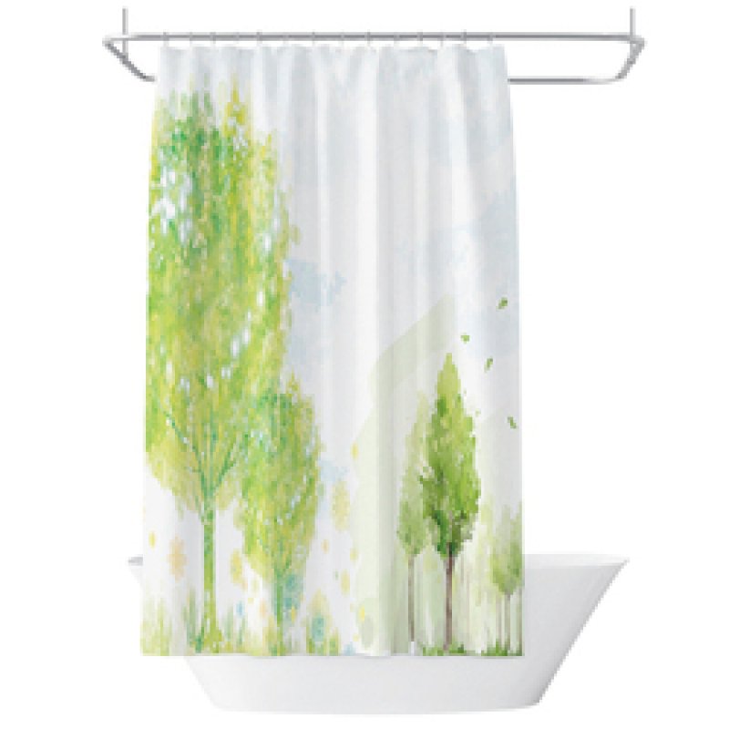 Fresh Shower Curtain Forest Hand-Painted Partition Curtain, Thick Polyester Waterproof Mildew Bathroom Shower Curtain/