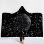 World Map Series Blanket, Polar Fleece Cape with Hat Starry Sky Black Thick Hooded Blanket#