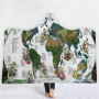 World Map Series Blanket, Polar Fleece Cape with Hat Starry Sky Black Thick Hooded Blanket#