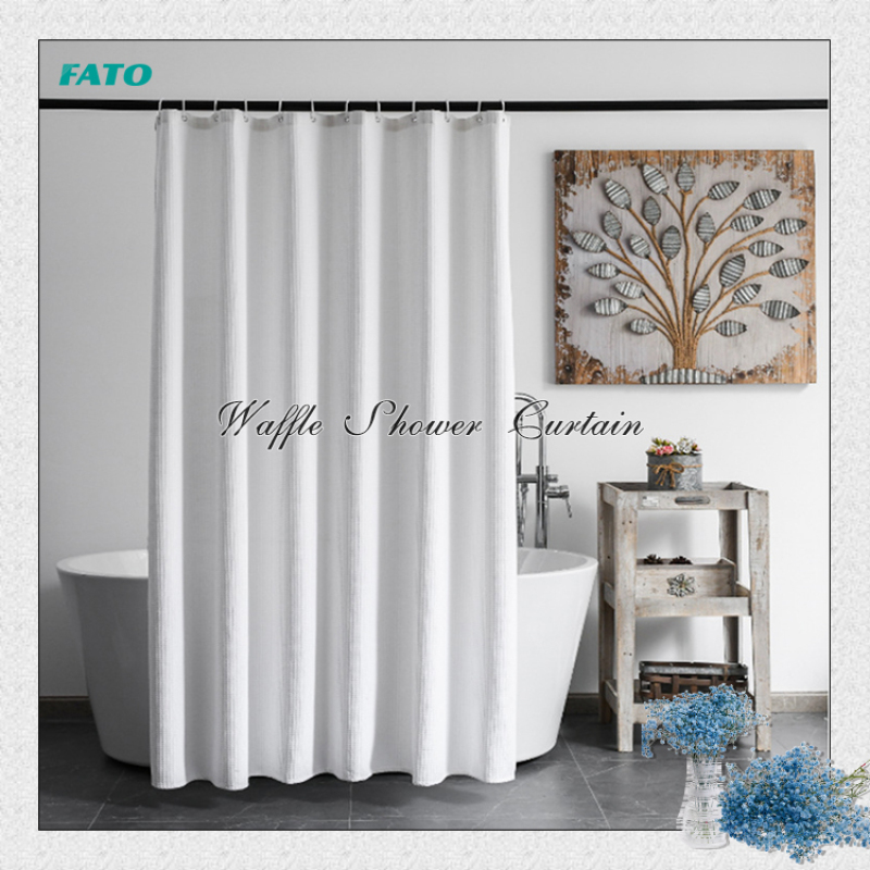 Waffle Shower Curtain, Heavy Duty Fabric Shower Curtains With Waffle Weave Hotel Quality Bathroom Shower Curtains#