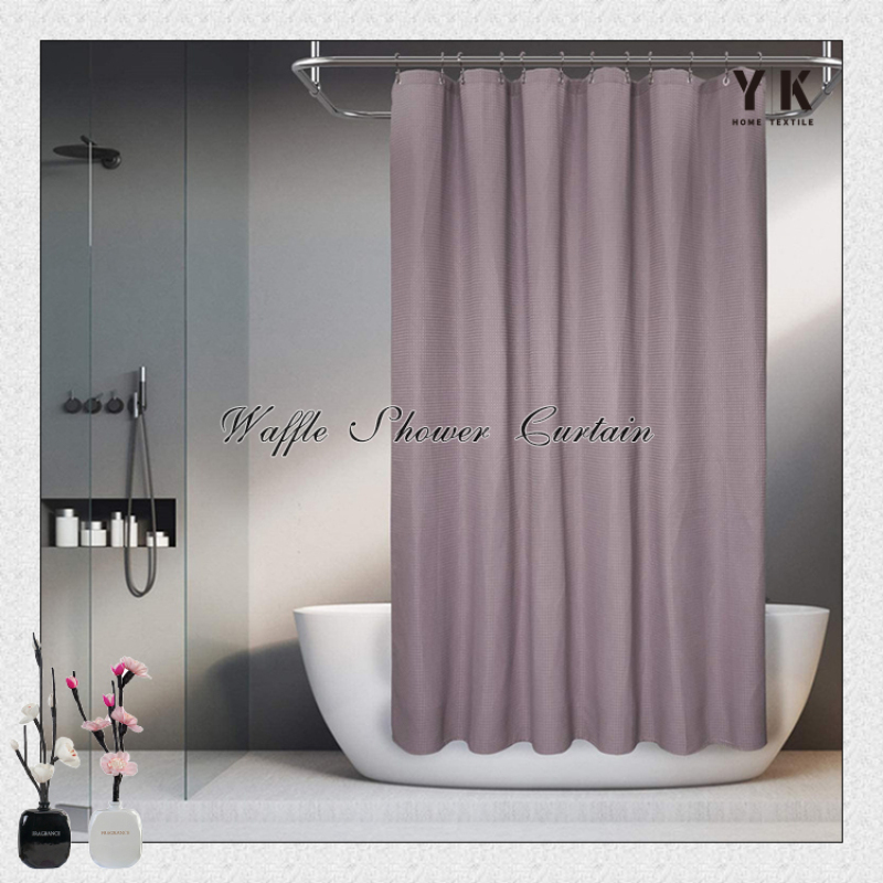 Waffle Shower Curtain, Heavy Duty Fabric Shower Curtains With Waffle Weave Hotel Quality Bathroom Shower Curtains#