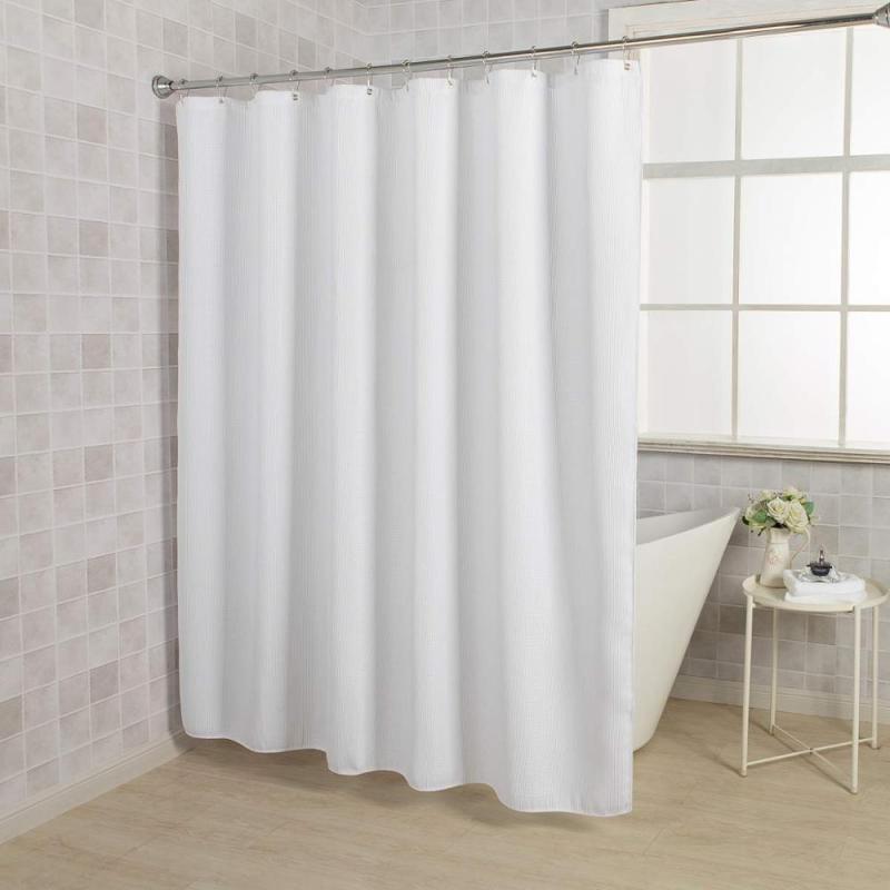 Waffle Shower Curtain, Heavy Duty Fabric Shower Curtains With Waffle Weave Hotel Quality Bathroom Shower Curtains#
