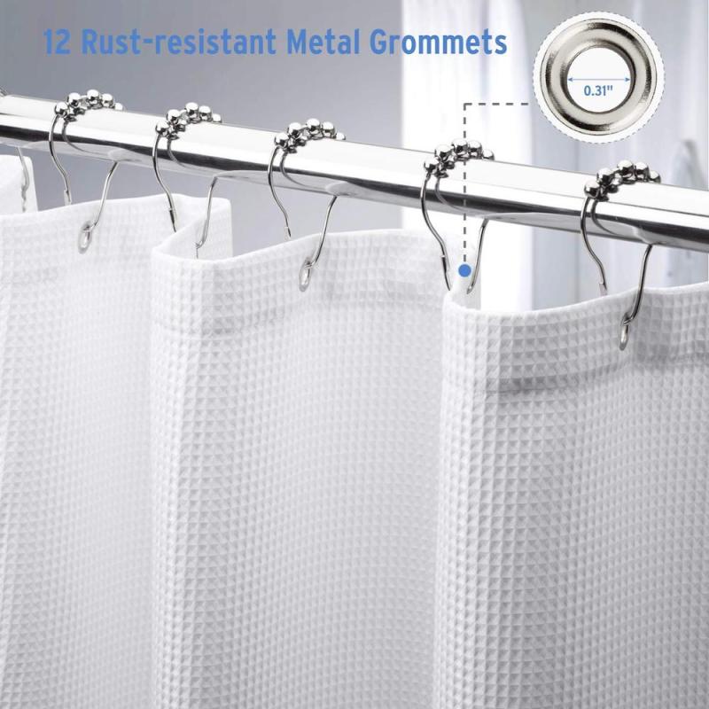 Waffle Shower Curtain, Heavy Duty Fabric Shower Curtains With Waffle Weave Hotel Quality Bathroom Shower Curtains#