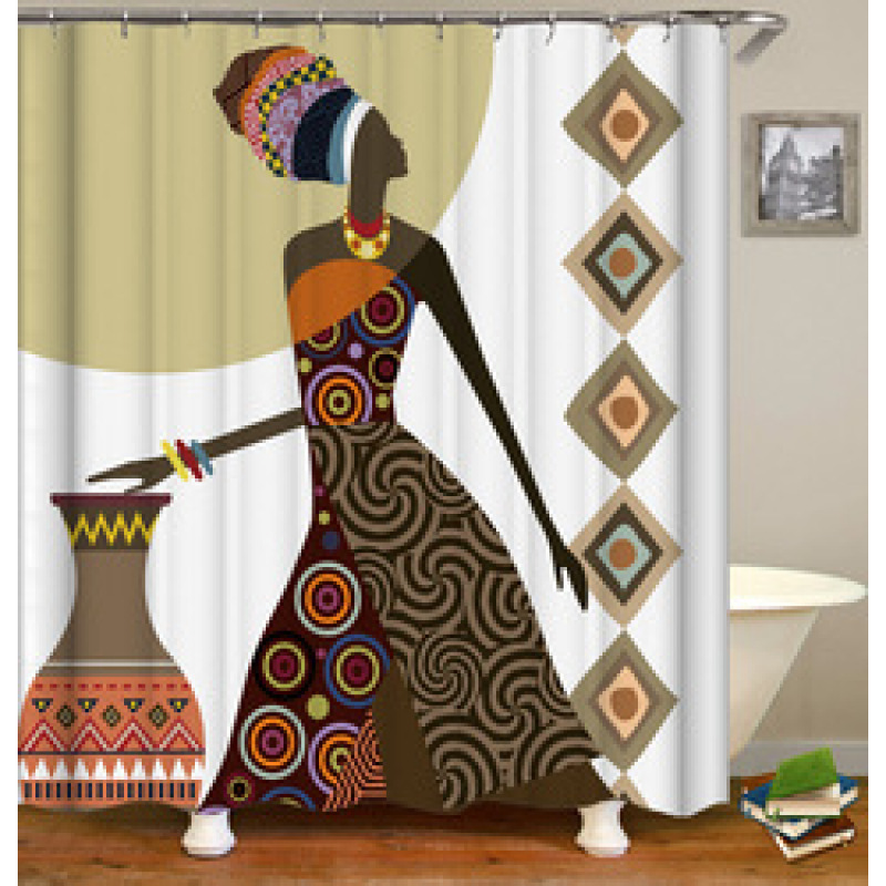 african print shower curtains for bathroom, Afro Girl Shower Curtain Sets with Non-Slip Rugs,  Ancient Egyptian Shower Curtain//
