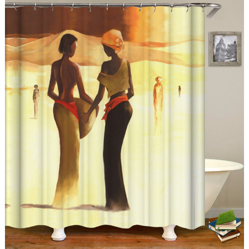 african print shower curtains for bathroom, Afro Girl Shower Curtain Sets with Non-Slip Rugs,  Ancient Egyptian Shower Curtain//