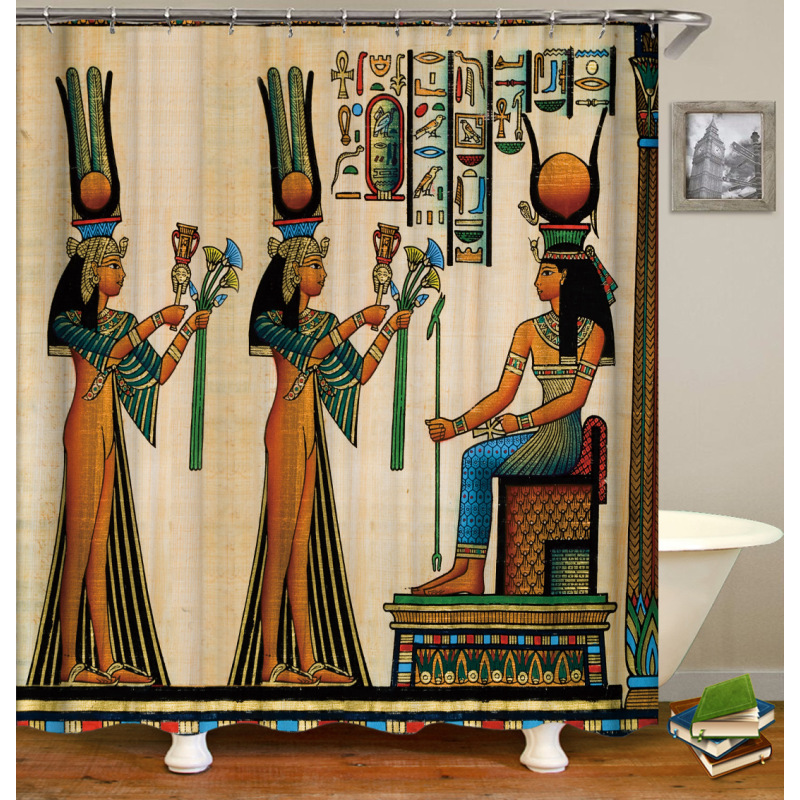 african print shower curtains for bathroom, Afro Girl Shower Curtain Sets with Non-Slip Rugs,  Ancient Egyptian Shower Curtain//