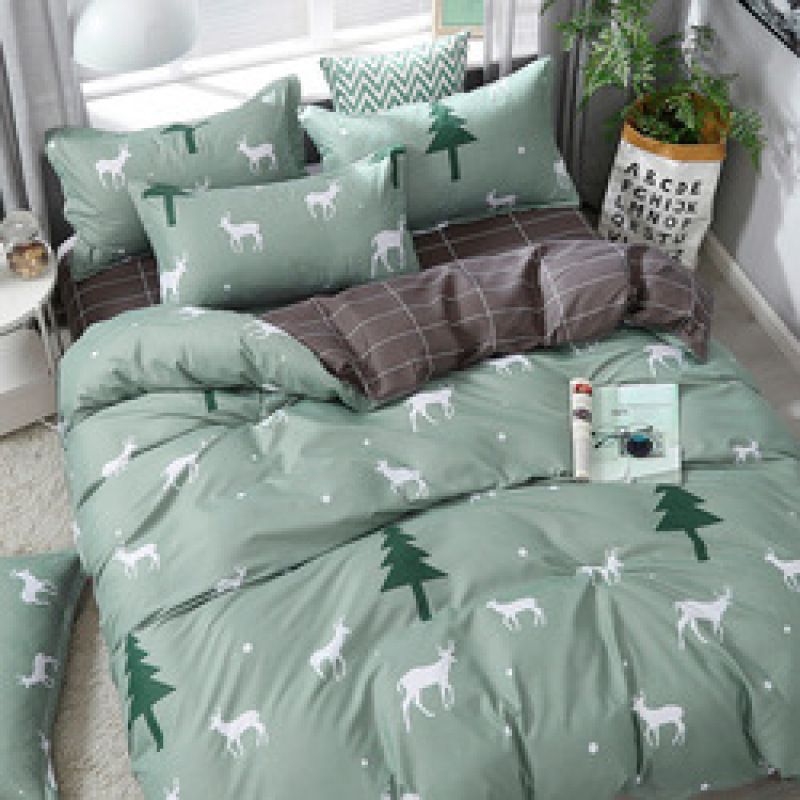 Single Dormitory Printed Comforter Set, Bed Sheet Cotton Set Bedding Set/