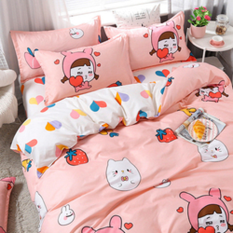 Single Dormitory Printed Comforter Set, Bed Sheet Cotton Set Bedding Set/