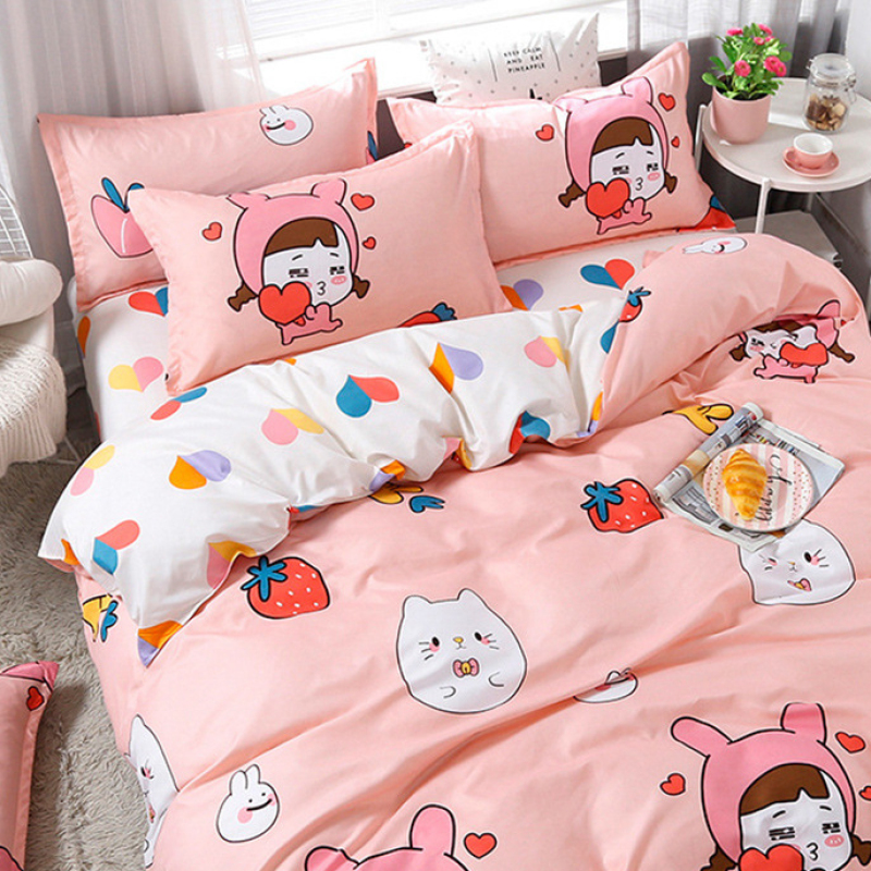 Single Dormitory Printed Comforter Set, Bed Sheet Cotton Set Bedding Set/