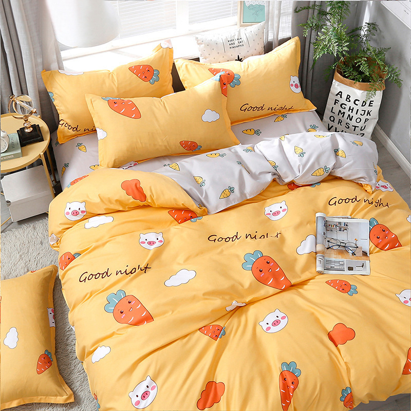 Single Dormitory Printed Comforter Set, Bed Sheet Cotton Set Bedding Set/