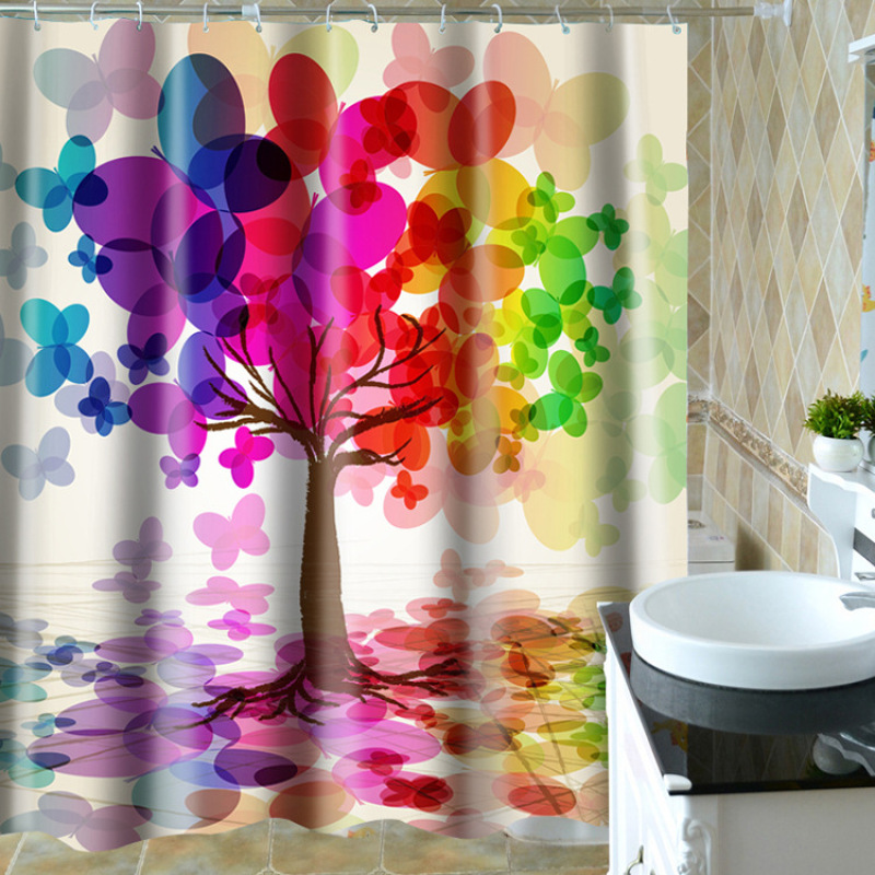 Flower Pattern Style Shower Curtain 3d Digital Printing Waterproof Polyester Shower Curtain