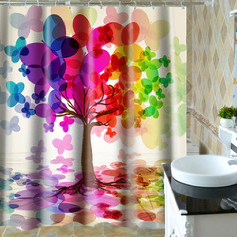 Flower Pattern Style Shower Curtain 3d Digital Printing Waterproof Polyester Shower Curtain