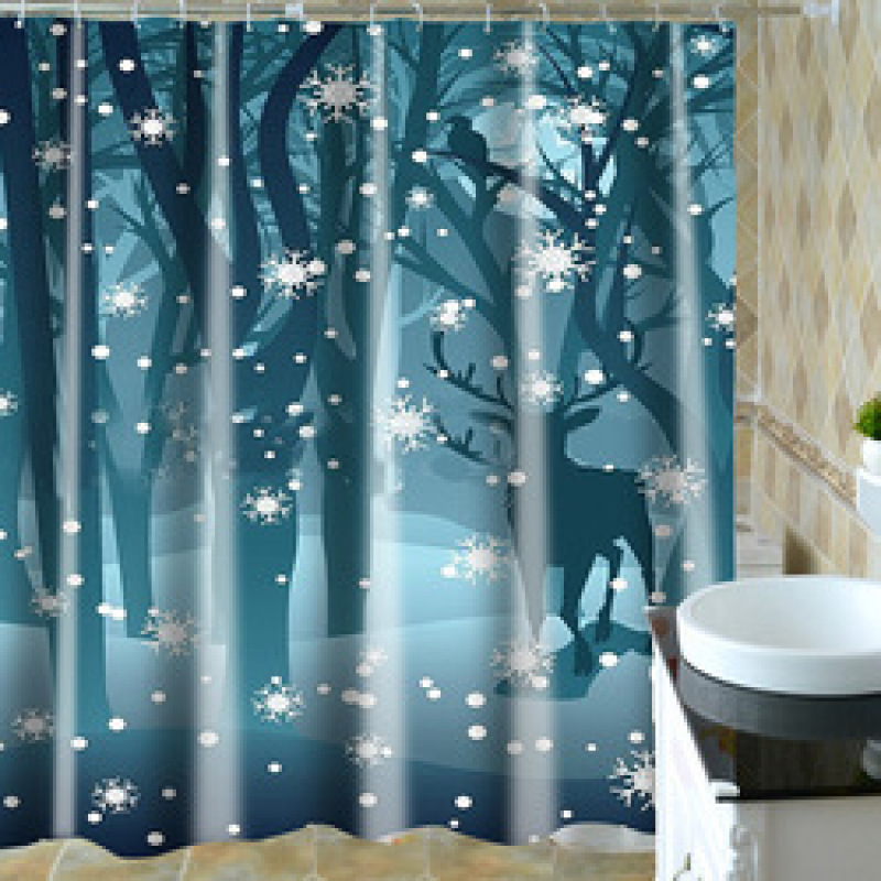 Flower Pattern Style Shower Curtain 3d Digital Printing Waterproof Polyester Shower Curtain