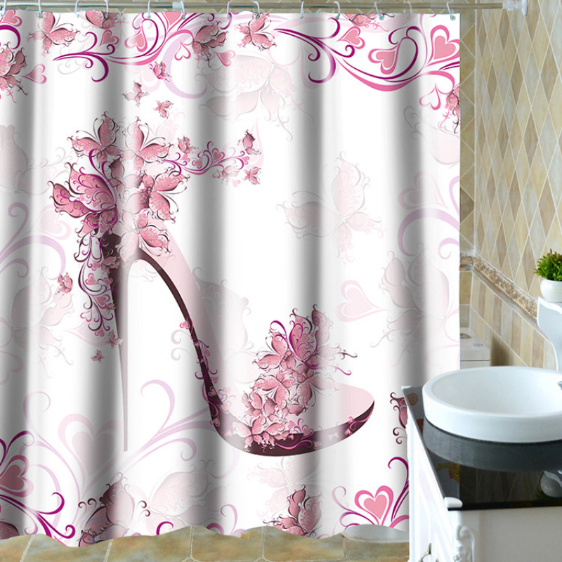 Flower Pattern Style Shower Curtain 3d Digital Printing Waterproof Polyester Shower Curtain