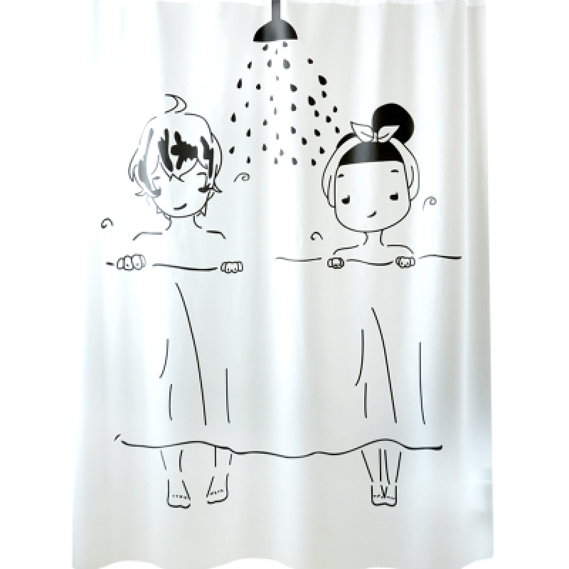 Bathroom Shower Curtain Cartoon Waterproof Suit, Style Japanese Cartoon Boy Girl/