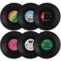 High Quality 6 Piece a set  Customize Logo Vinyl Soft PVC Rubber Retro Record Coaster Mat For Kitchen Living Room