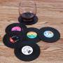 High Quality 6 Piece a set  Customize Logo Vinyl Soft PVC Rubber Retro Record Coaster Mat For Kitchen Living Room
