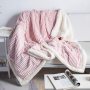 Solid Striped Throw Blanket Flannel Fleece Soft Adult Bed Cover Winter Warm Stitch Fluffy Bed Linen Bedspread for Sofa Bedroom