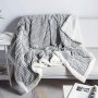 Solid Striped Throw Blanket Flannel Fleece Soft Adult Bed Cover Winter Warm Stitch Fluffy Bed Linen Bedspread for Sofa Bedroom