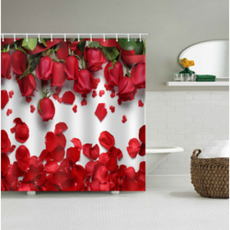 3D Rose Pattern Waterproof Shower Curtain   , Fashion Waterproof Polyester Shower Curtain /
