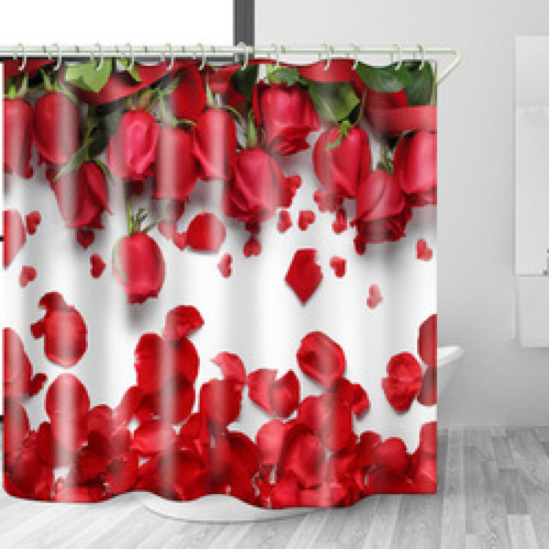 3D Rose Pattern Waterproof Shower Curtain   , Fashion Waterproof Polyester Shower Curtain /