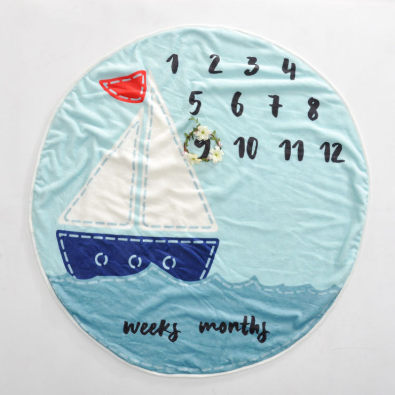 Print Milestone Photography Blanket Animal Background, Hot Selling Baby Soft Bathing Towel/