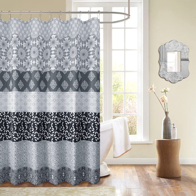 OEM Wholesale Waffle Weave Shower Curtains,  Factory Printed Shower Curtains with Tassel$