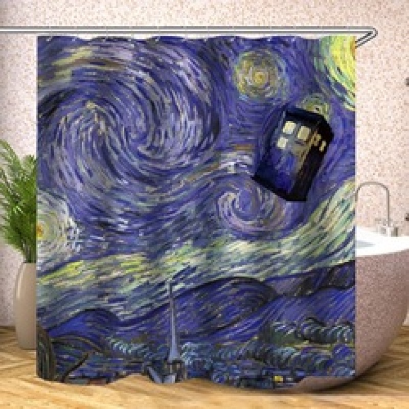 Rideau de douche imperméable à motif de vagues de la mer de Kanagawa, imprimé numérique, vente en gros